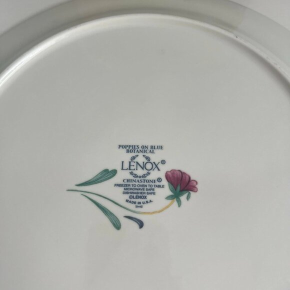 Lenox Poppies on blue Botanical Set of 2 10 3/4” Dinner Plates - Picture 7 of 8